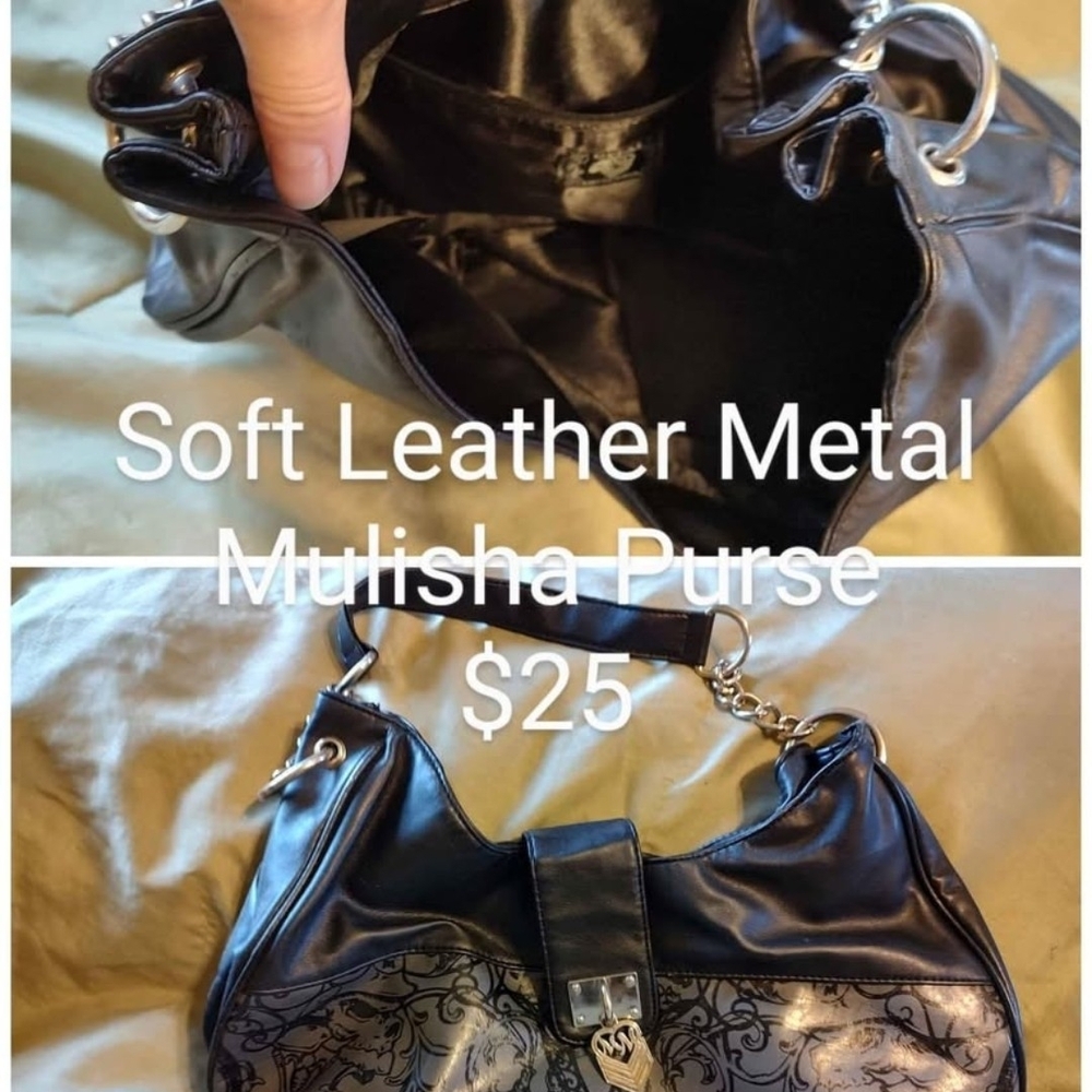 Metal Mulisha Black Shoulder Bag with Silver Accents